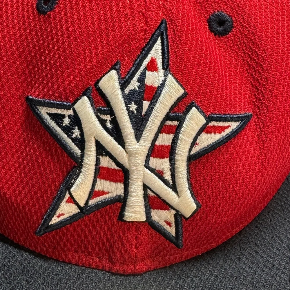 New York Yankees New Era 59fifty Hat Size 7.5 American Flag Star‎ MLB On Field